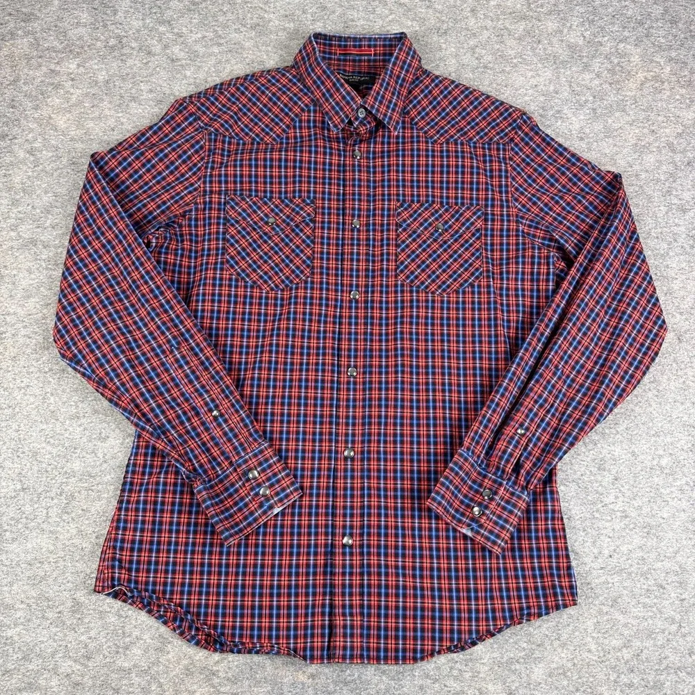 Banana Republic Slim Fit Pearl Snap Shirt Long Sleeve Western Mens Medium M